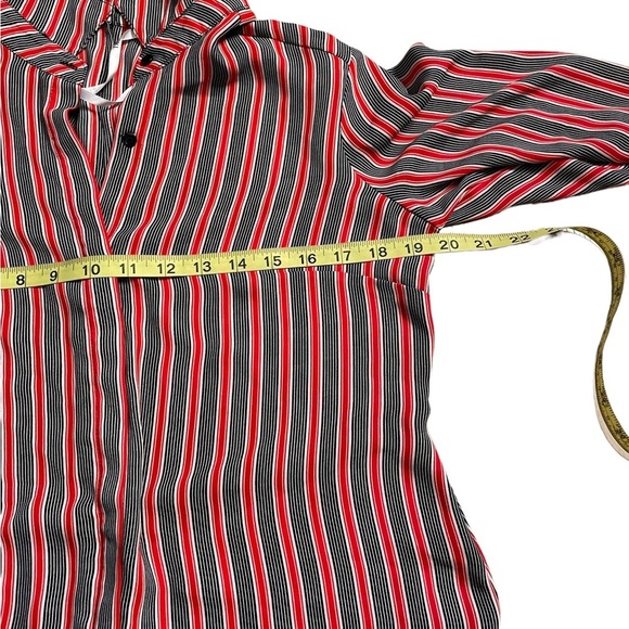 DR2 red black striped long sleeve retro button down shirt size medium - Picture 8 of 11